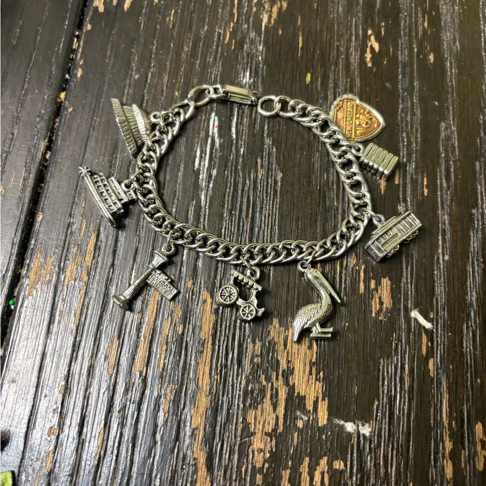 New Orleans Silver Charm Bracelet with Gold Accent